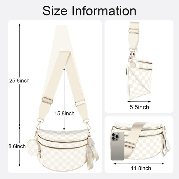 Versatile Checkered Crossbody Bag with Expandable Bottom - Stylish & Practical - Picture 6 of 7